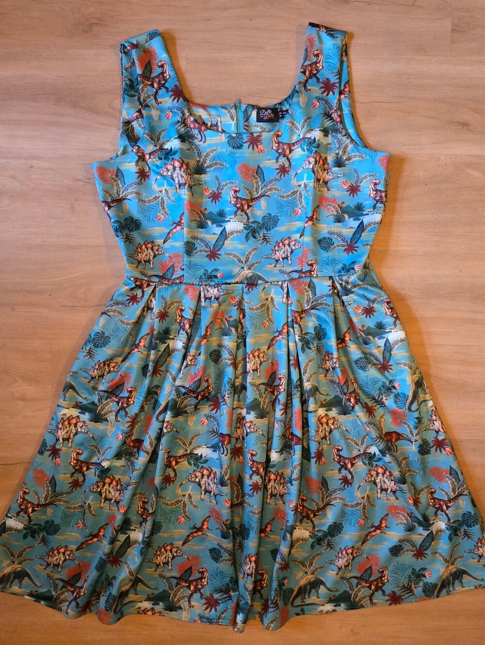 Dolly & Dotty Plus Size Dinosaur Fit-and-Flare Dress